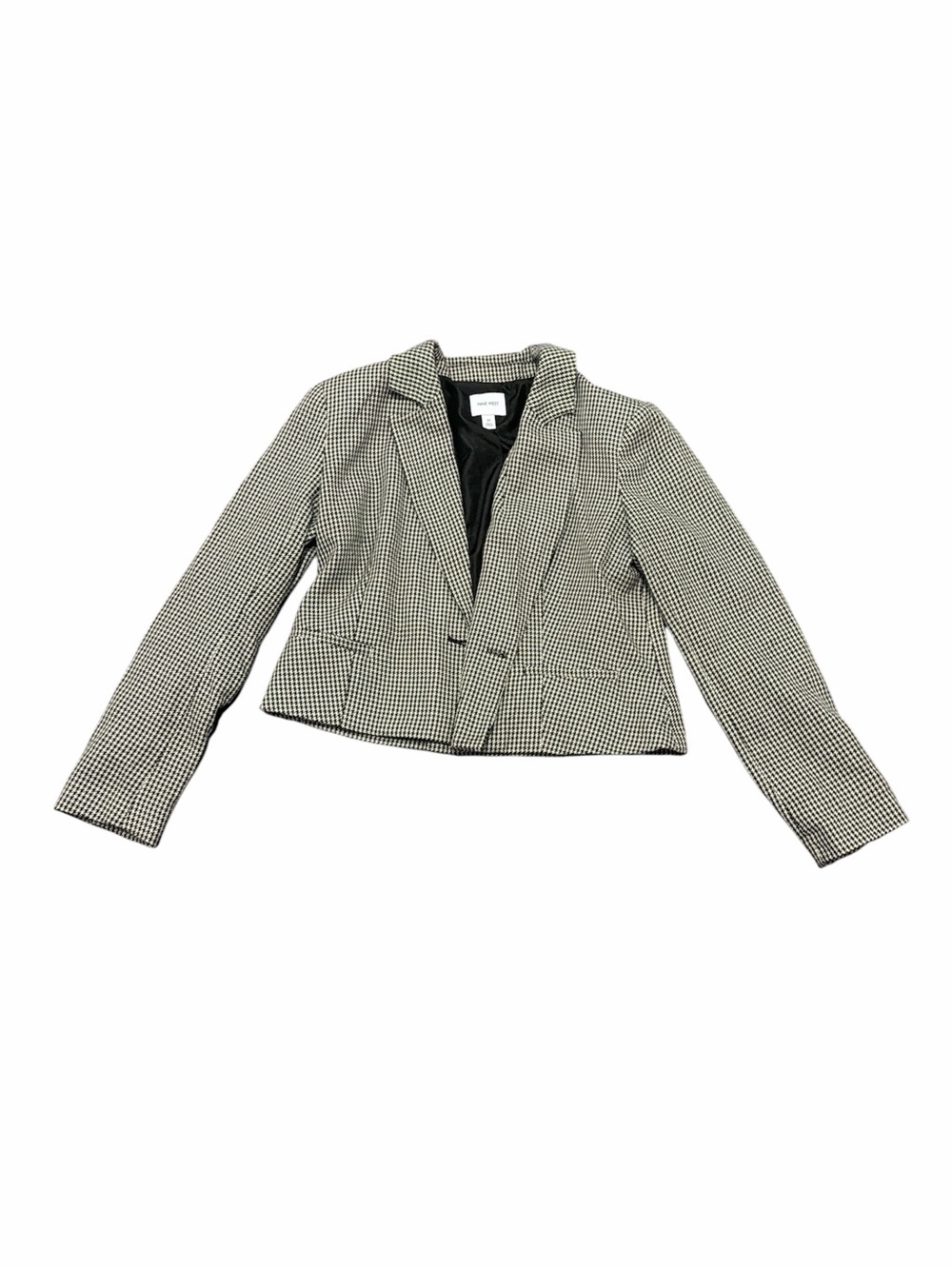 Nine West Cropped Houndstooth Blazer Jacket